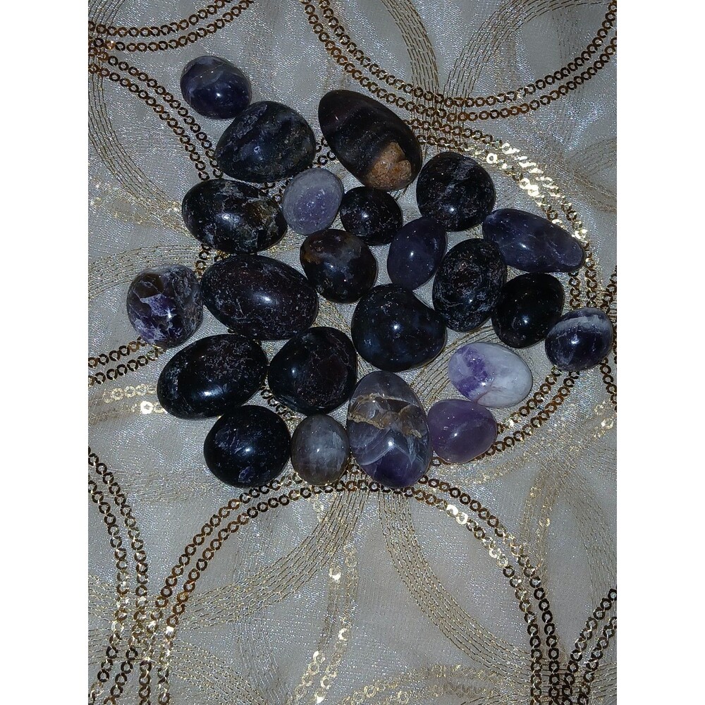 Assorted Polished Amethyst and Garnet in Astrophyllite Tumbled Stones